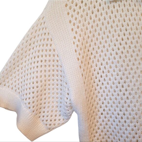 Stylus Women's Cream Open Knit Collared Sweater Polo Size L - Picture 4 of 6